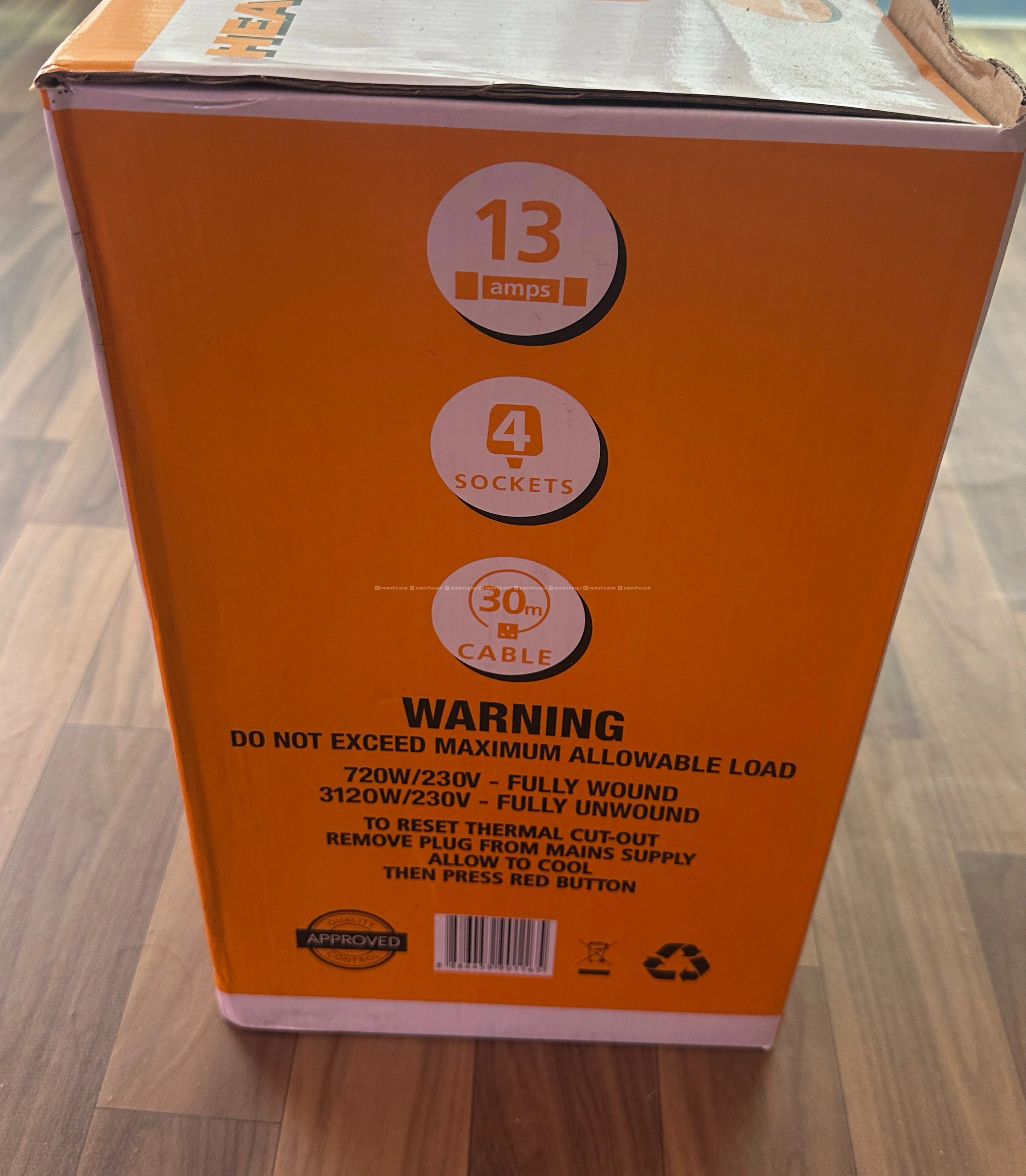 BRITZ Cable Reel Heavy Duty Extention 4 Way 30M. 2