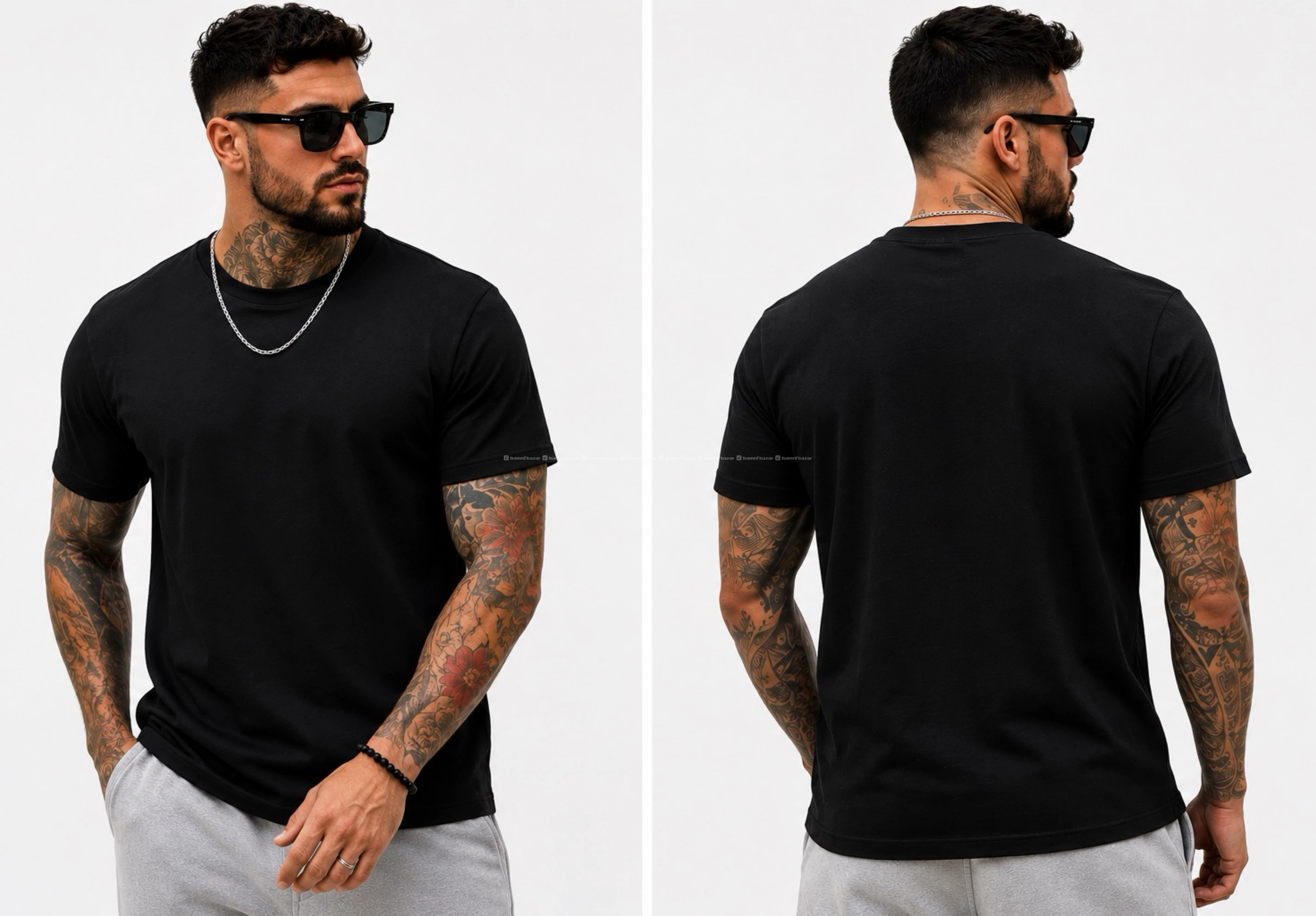 2-Pack Men 100% Cotton Crew Neck T-Shirts 3