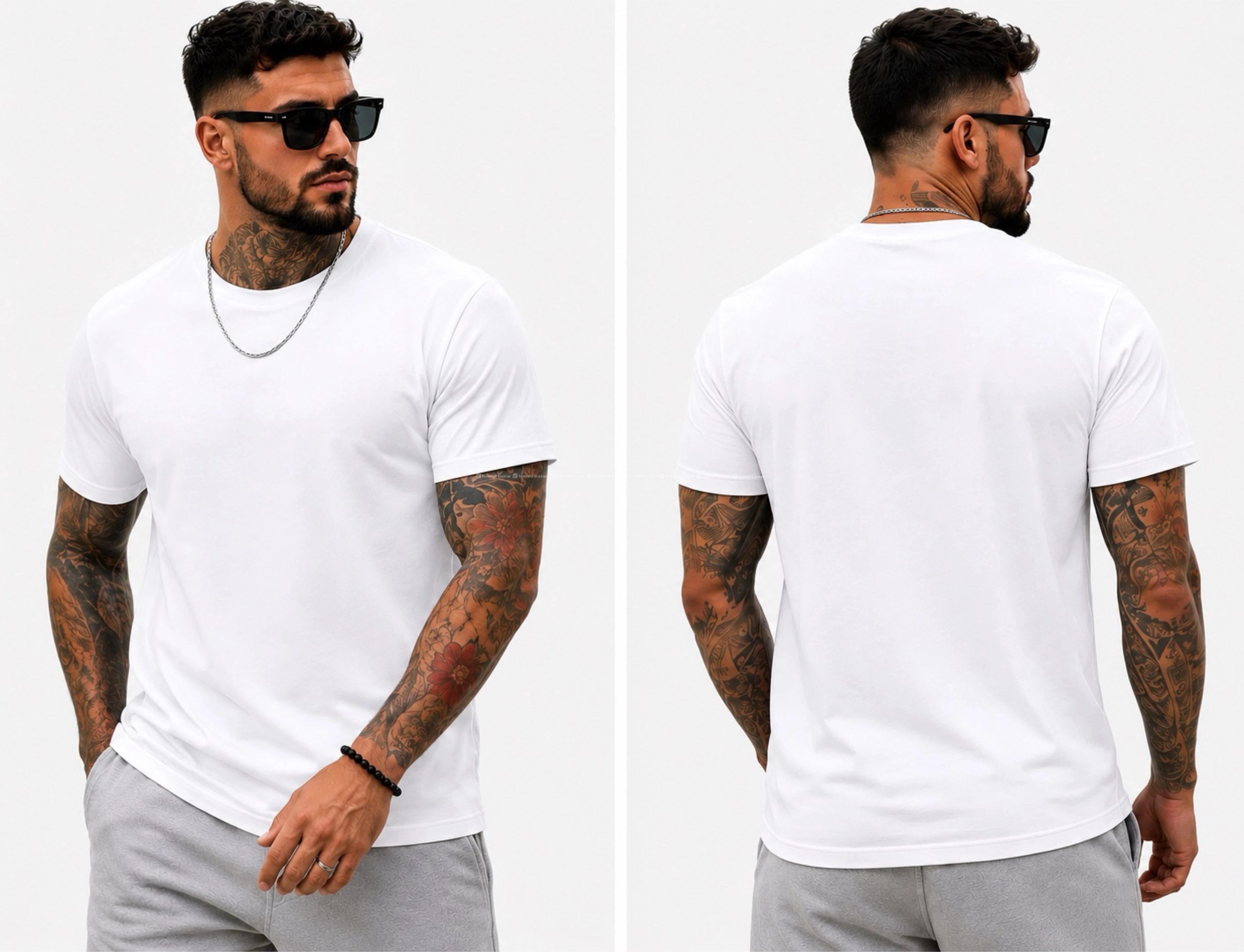 2-Pack Men 100% Cotton Crew Neck T-Shirts 2
