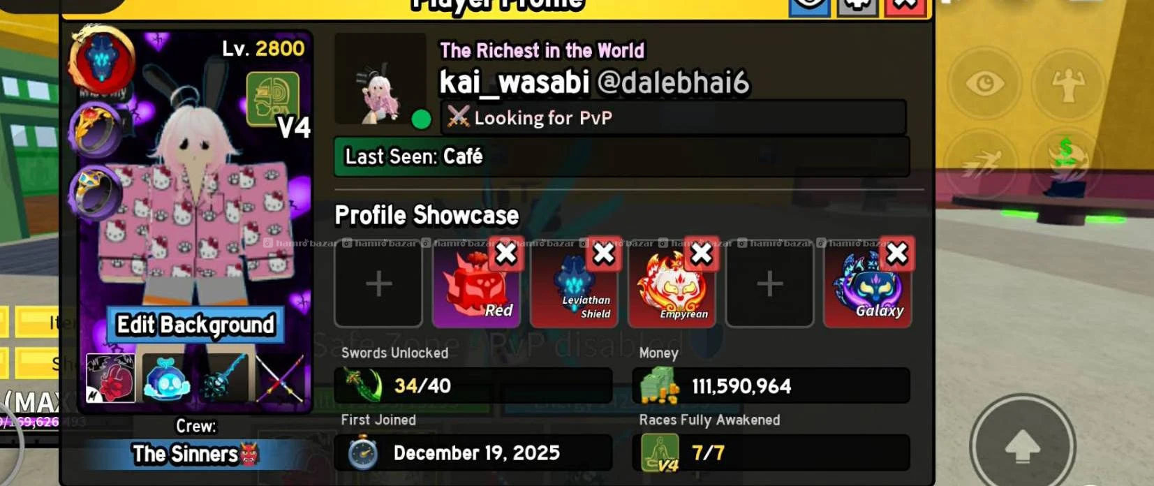 Selling Roblox (blox fruits + blade ball) account 5