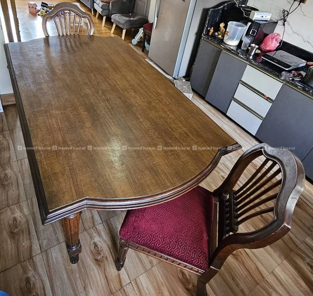 Wooden Dining Table with 6 chairs for sale. 2