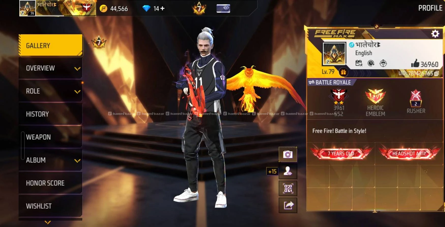 Freefire id on sell lvl-79 1