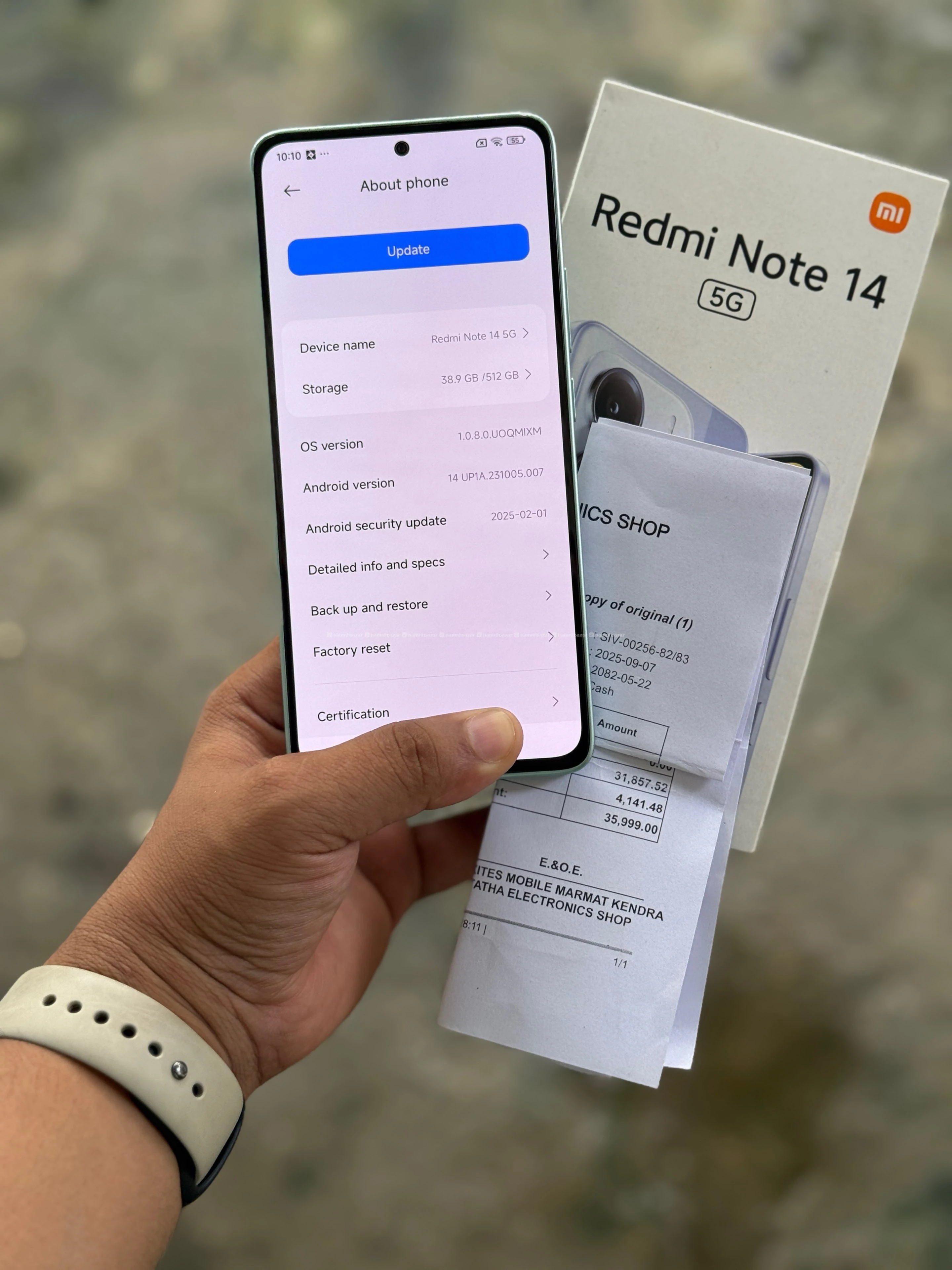 Redmi Note 14 5g(12-512) with box, vat bill 2