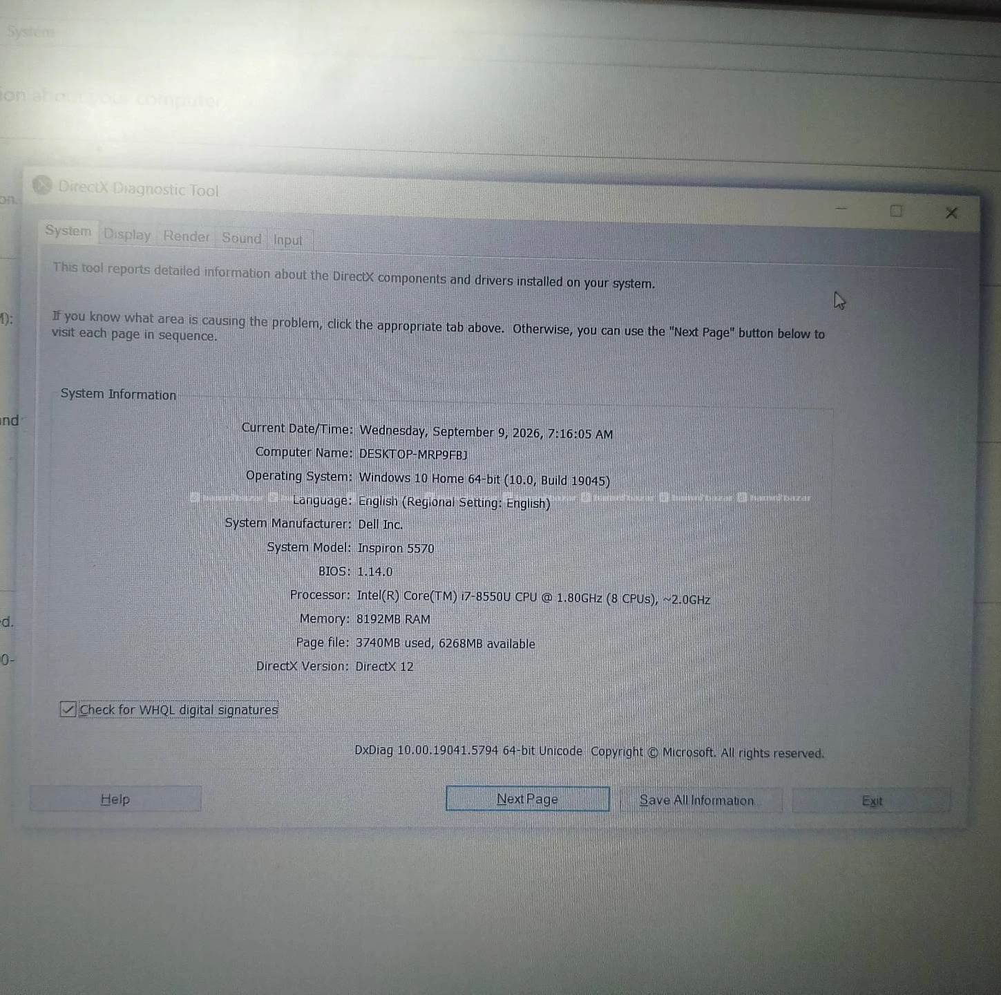 Dell i7 8th gen laptop urgent on sale 2