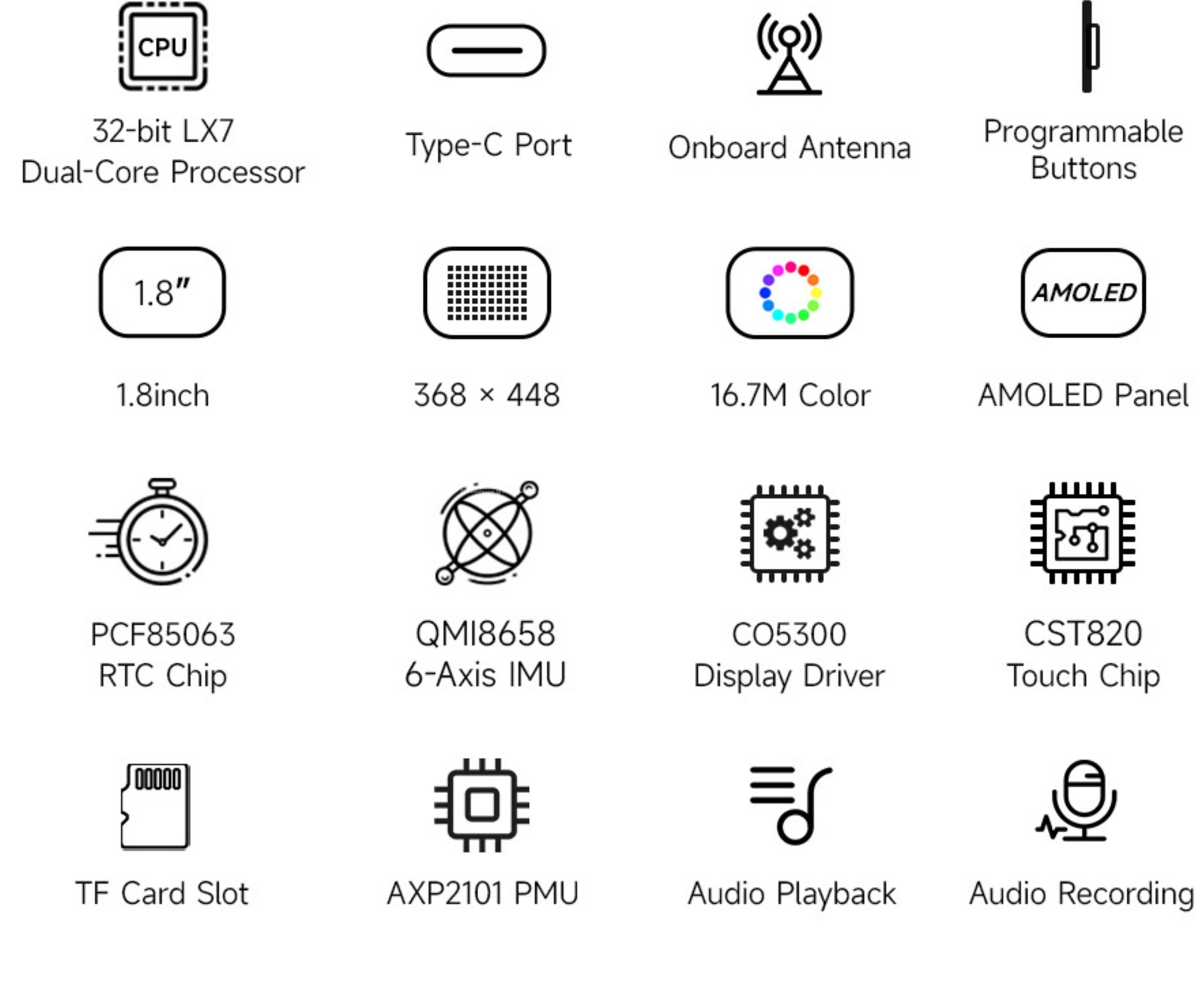 Waveshare ESP32-S3 1.8inch AMOLED Touch + Battery 2