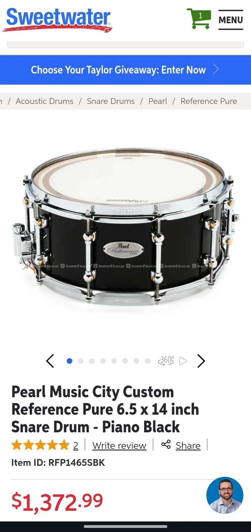 Pearl reference pure 14*6.5 snare