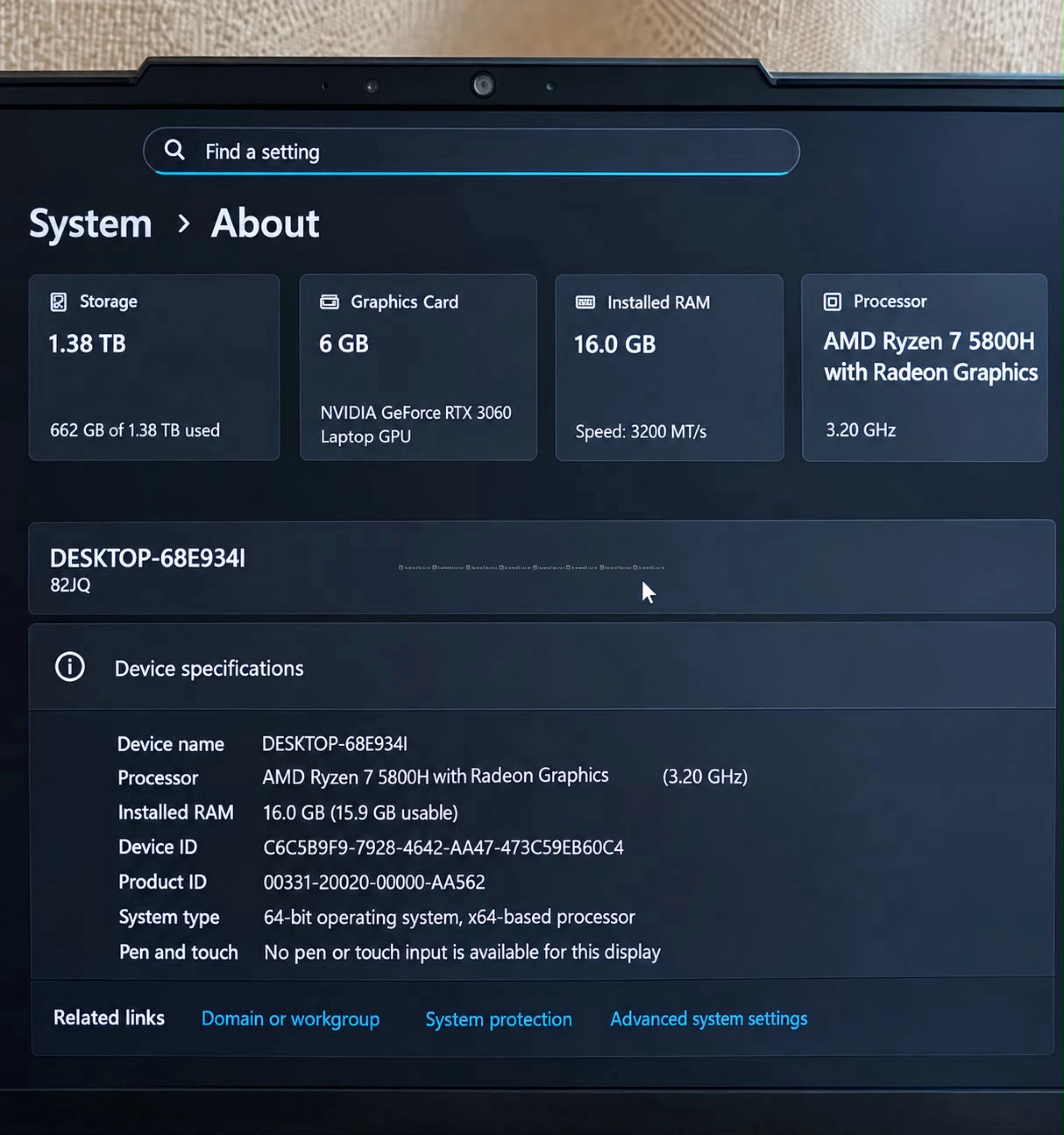 Lenovo legion 5 Pro 2.5k displayRTX3060 16GB Ram 6