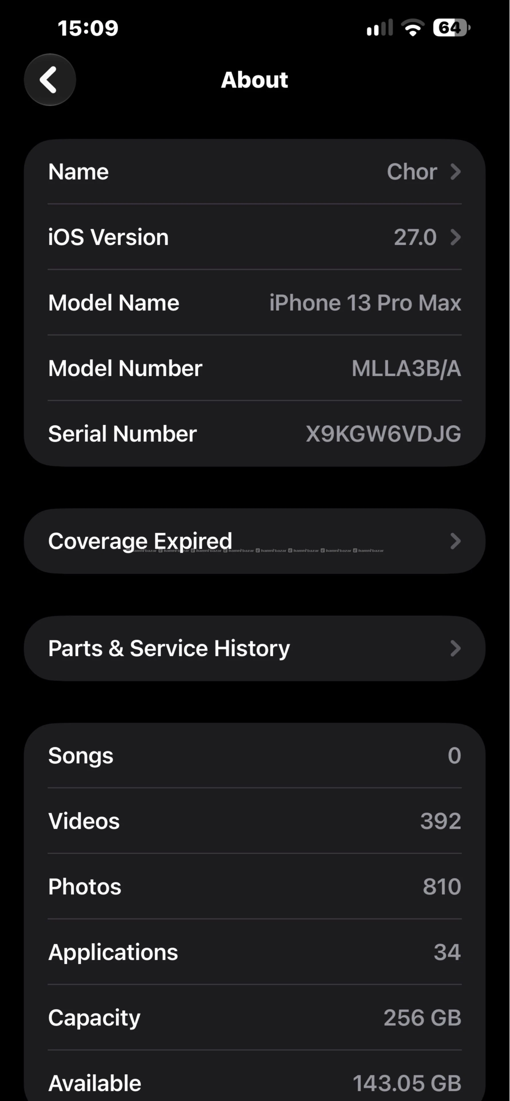 iPhone 13 Pro Max 256 GB.Battery health 76 percent 3