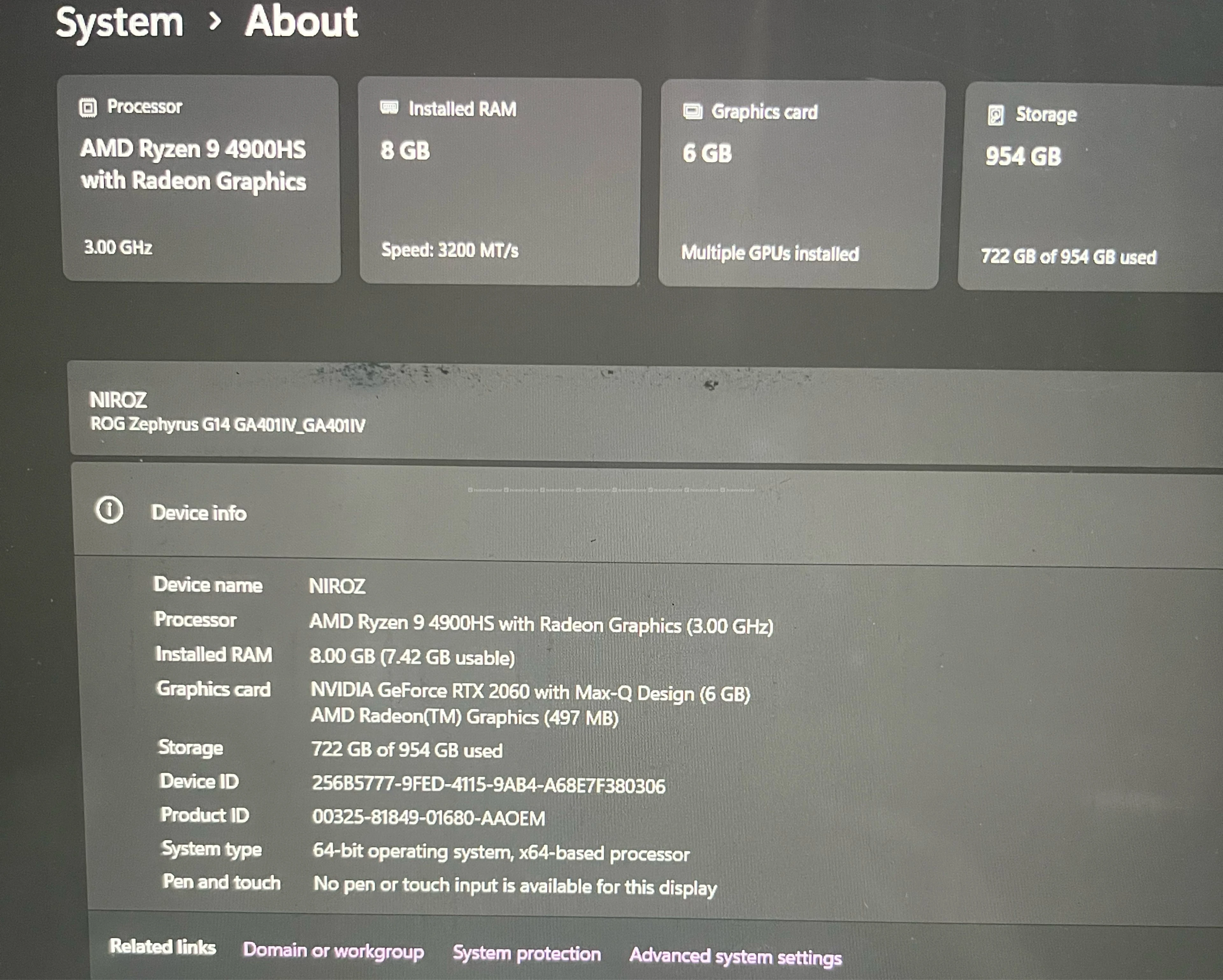 Asus Zephyrus G14 | Ryzen 9 | 8gb RAM/ 1TB 3