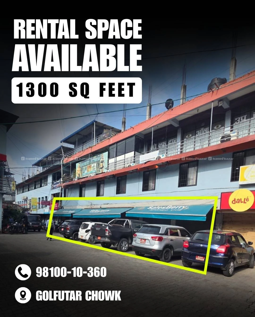 RENTAL SPACE AVAILABLE
📍Golfutar
1,300 sq. ft.
