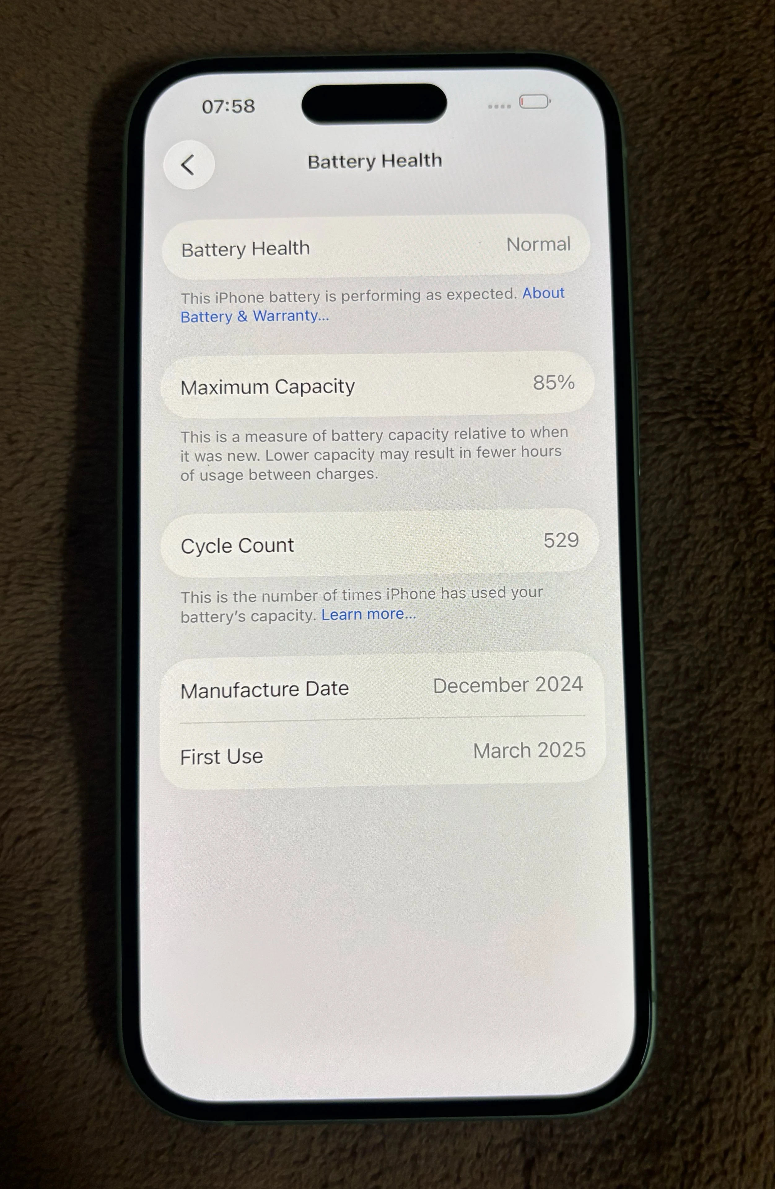 iPhone 15 128gb 85% BH All Original