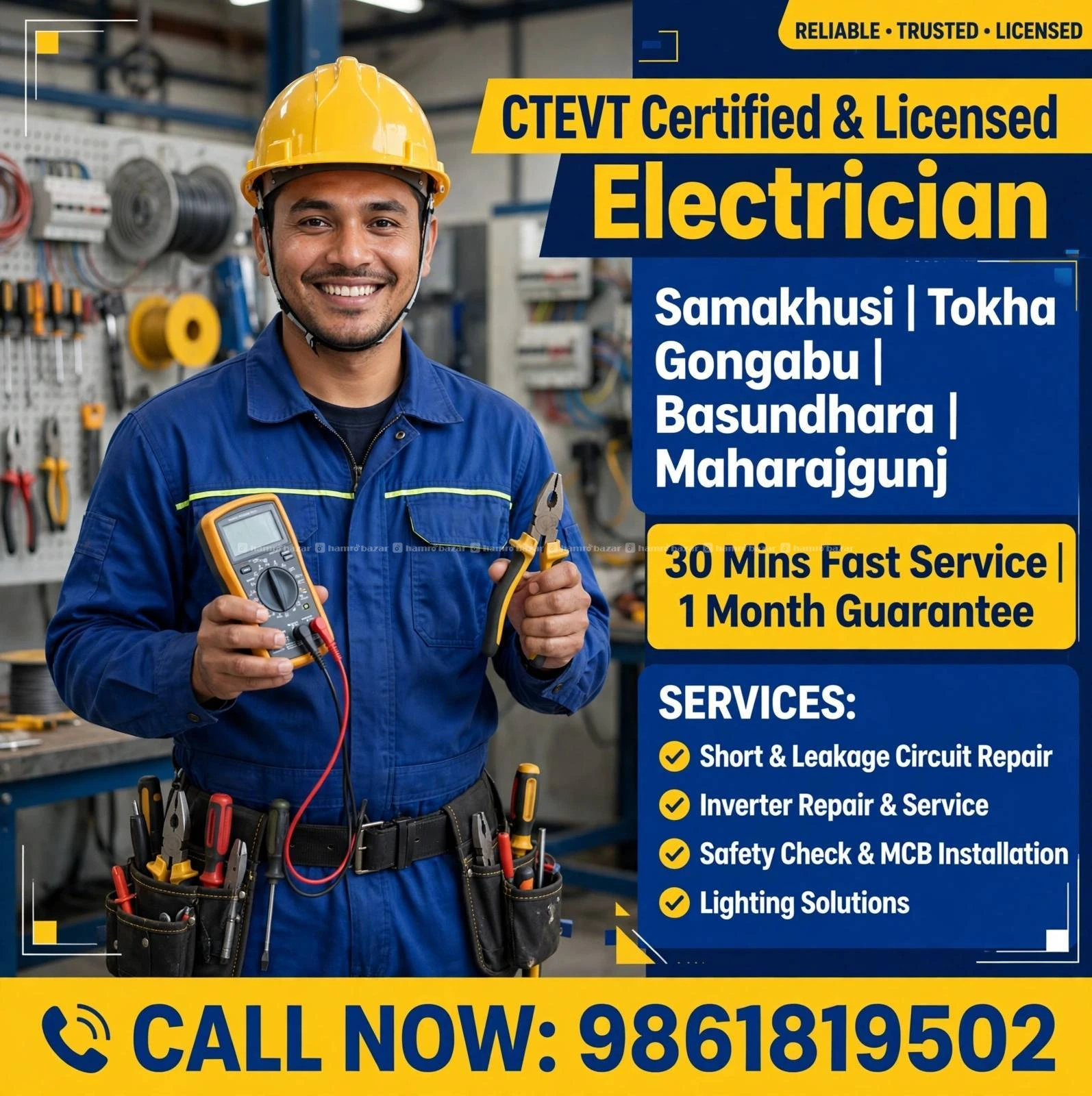 Certified Electrician Fast & Safe 9861819502